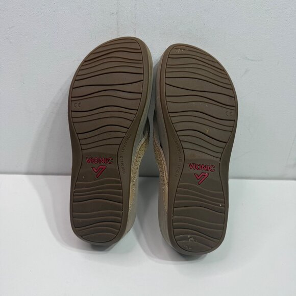 Vionic Womens Size 9 Brown Platform Sandals Bronze Studded Straps - Picture 7 of 9